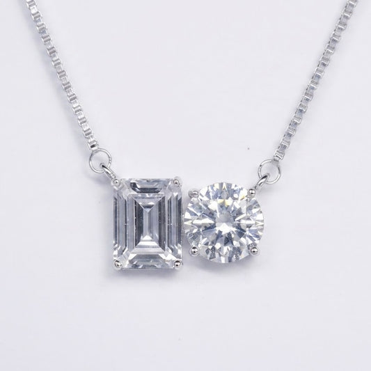 Elegant Silver Double-Cut Gemstone Pendant Necklace