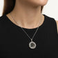 Elegant Silver Bird Nest Black Gemstone Pendant Necklace