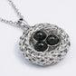 Elegant Silver Bird Nest Black Gemstone Pendant Necklace