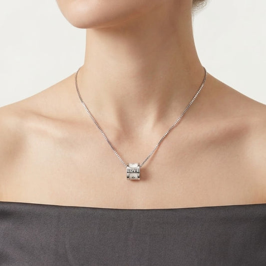 Elegant Silver LOVE Pendant Necklace