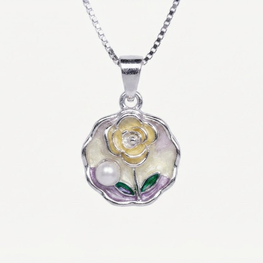 Floral Rose Pearl Pendant Necklace – Elegant Flower Jewellery