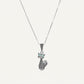 Silver Cat Pendant Necklace with Turquoise Eyes