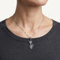 Silver Cat Pendant Necklace with Turquoise Eyes
