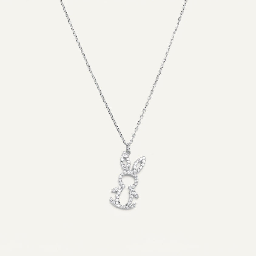 Elegant Silver Bunny Rabbit Pendant Necklace