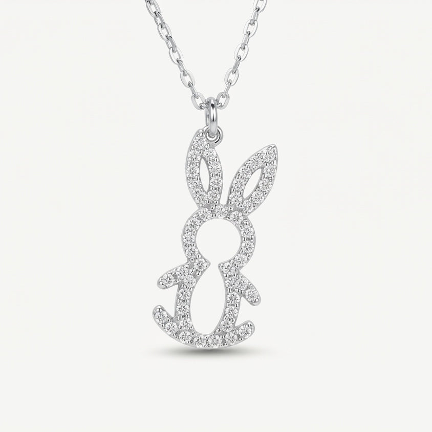 Elegant Silver Bunny Rabbit Pendant Necklace