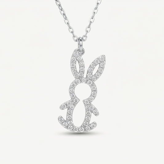 Elegant Silver Bunny Rabbit Pendant Necklace