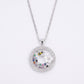 Elegant Silver Floral Garden Pendant Necklace with Colorful Stones