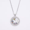 Elegant Silver Floral Garden Pendant Necklace with Colorful Stones
