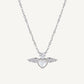 Elegant Silver Angel Wing Heart Necklace with Crystal Pendant