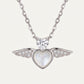Elegant Silver Angel Wing Heart Necklace with Crystal Pendant