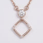 Rose Gold Geometric Pendant Necklace with Sparkling Round Stone