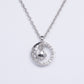 Silver Round Clover Pendant Necklace with Sparkling Stones