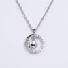 Silver Round Clover Pendant Necklace with Sparkling Stones