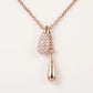 Rose Gold Teardrop Pendant Necklace with Sparkling Stones