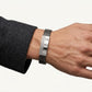 Men's Black Ribbed Bracelet with Silver Crystal Bar