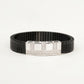 Men's Black Ribbed Bracelet with Silver Crystal Bar