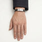 Men's Black Ribbed Bracelet with Crystal Embellished Silver Centerpiece