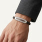 Silver Honeycomb CZ Leather Bracelet for Men