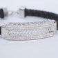 Silver Honeycomb CZ Leather Bracelet for Men