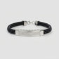 Men's Black Braided Bracelet with Silver Crystal Bar