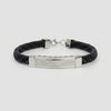Men's Black Braided Bracelet with Silver Crystal Bar