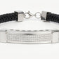 Men's Black Braided Bracelet with Silver Crystal Bar