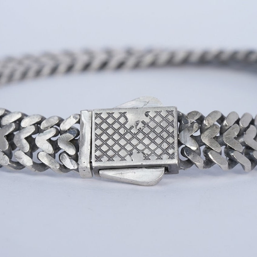Vintage Silver-Tone Herringbone Chain Bracelet