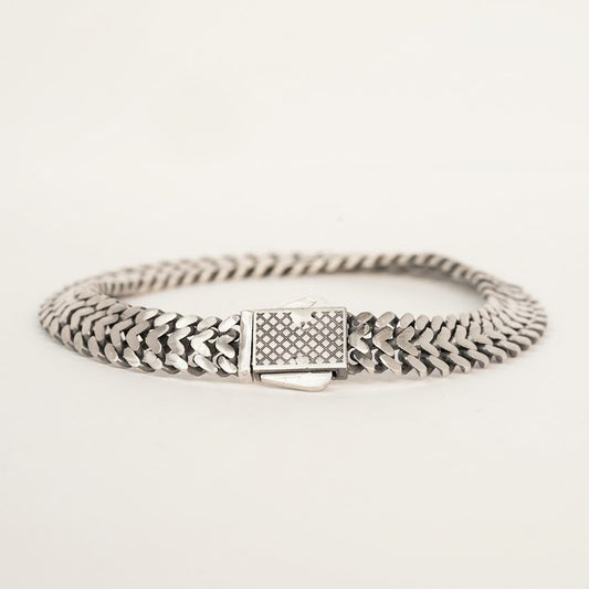 Vintage Silver-Tone Herringbone Chain Bracelet