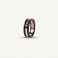 Black & Rose Gold Double Band Ring with Modern Accent