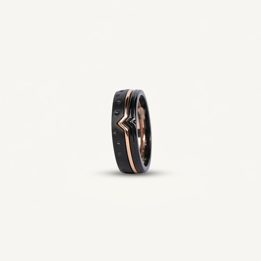 Black & Rose Gold Arrow Accent Ring