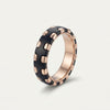 Black & Rose Gold Studded Wide Band Ring