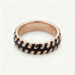 Black & Rose Gold Patterned Wide Band Ring