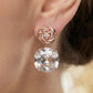 Rose Gold Oval Crystal Drop Stud Earrings