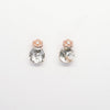 Rose Gold Oval Crystal Drop Stud Earrings