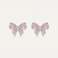 Pink Bow Crystal Stud Earrings