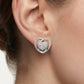 Silver Heart Stud Earrings with Sparkling Pavé Detail