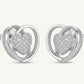 Silver Heart Stud Earrings with Sparkling Pavé Detail