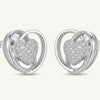 Silver Heart Stud Earrings with Sparkling Pavé Detail