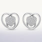Silver Heart Stud Earrings with Sparkling Pavé Detail
