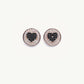 Rose Gold Black Heart Crystal Stud Earrings