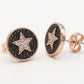Rose Gold Black Crystal Star Stud Earrings
