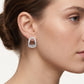 Silver Oval Crystal Stud Earrings