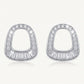 Silver Oval Crystal Stud Earrings