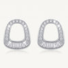 Silver Oval Crystal Stud Earrings