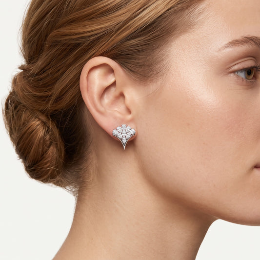 Silver Marquise Crystal Cluster Stud Earrings