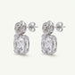 Silver Oval Crystal Drop Earrings with Sparkling Stud Tops