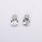Silver Oval Crystal Drop Earrings with Sparkling Stud Tops
