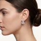 Silver Oval Crystal Drop Earrings with Sparkling Stud Tops