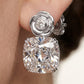 Silver Oval Crystal Drop Earrings with Sparkling Stud Tops