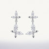Silver Crystal Floral Drop Earrings